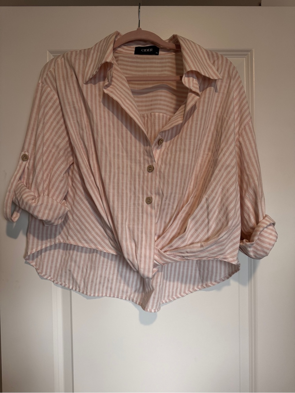 Cider Blush and White Striped Button-Front Shirt